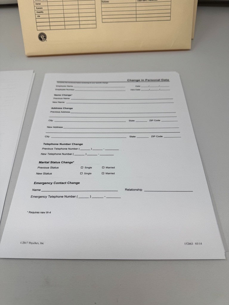Confidential Employee Personnel File Jacket Folder New Paperwork Sheets (Qty 12)