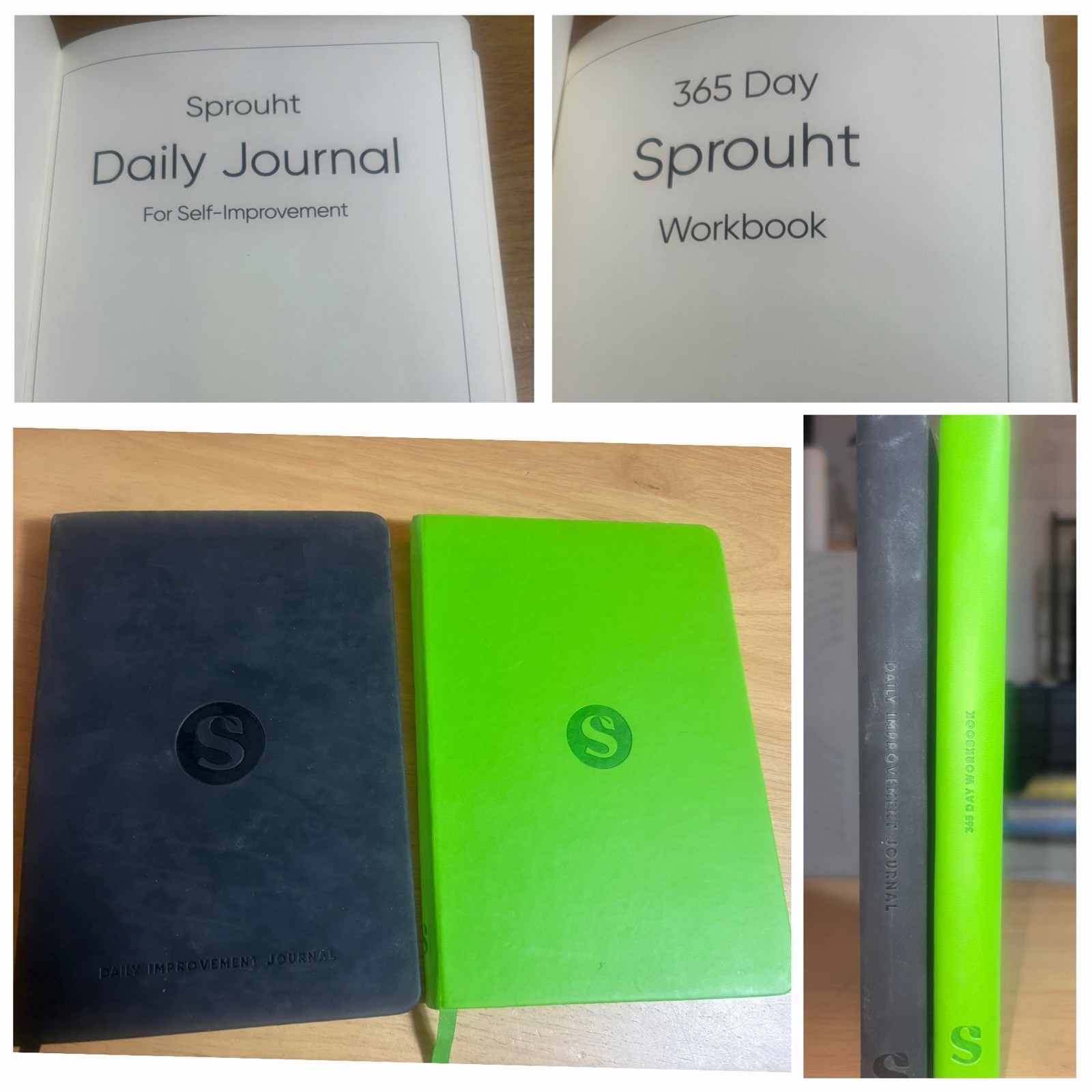 Sprouht Daily Journal & 365 Day Workbook Leather Bound 2 Book Set NEW
