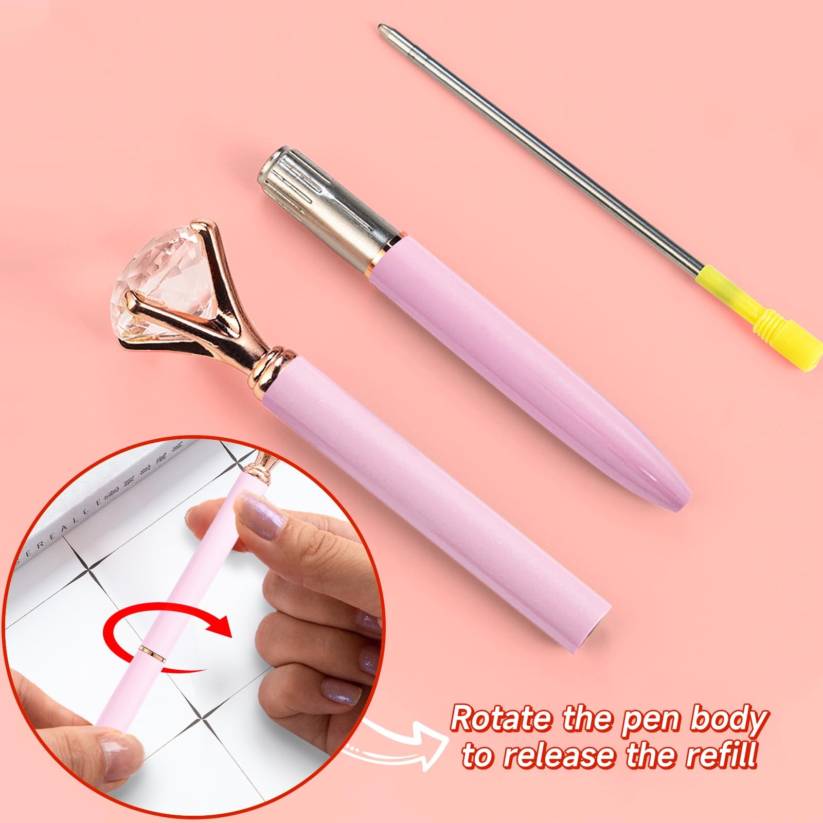 YOXMJDB Pink Pens for Women, 6 Pcs Cute Ballpoint Pen Bulk, 1.0mm