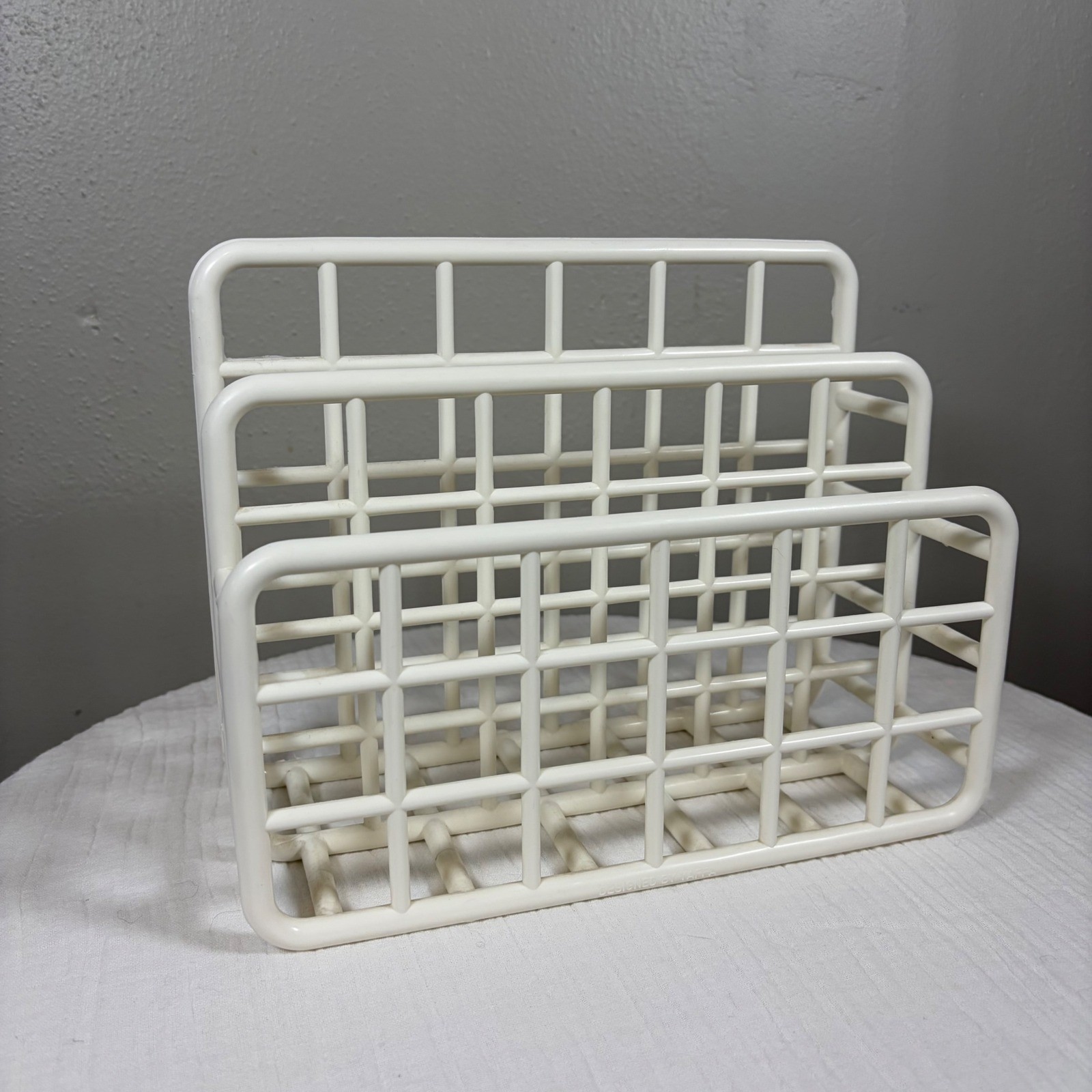 Vintage Yaffa Basic Concepts White Grid Letter Sorter Mail Organizer 1980s Desk