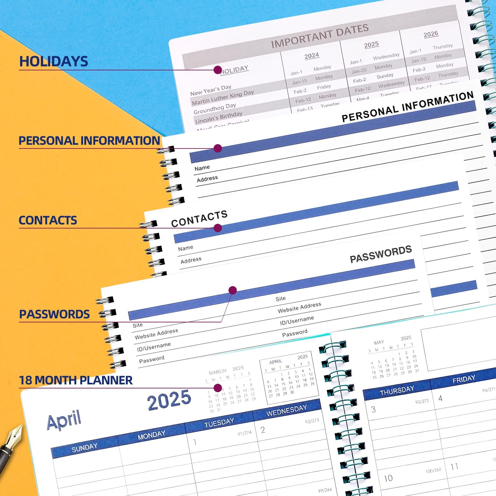 2025-2026 Planner 18 Month Jan 2025 Jun 2026 Daily Monthly Pocket 7.6×10.2 (