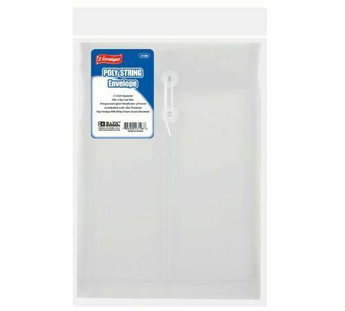 2 Pack – BAZIC Clear Top Loading Letter Size String Envelope plastic