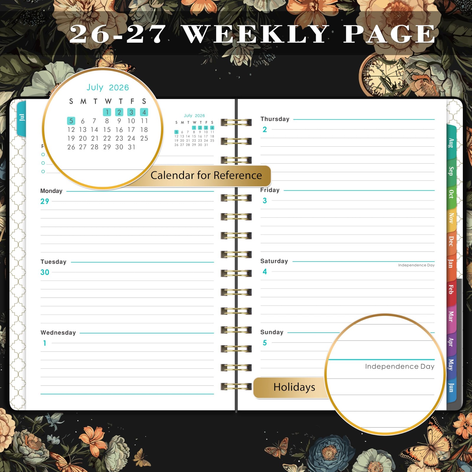 2026 Planner – Planner 2026, Jan 2026 – Dec 2026, 6.4″ x 8.5″, Weekly and Monthl