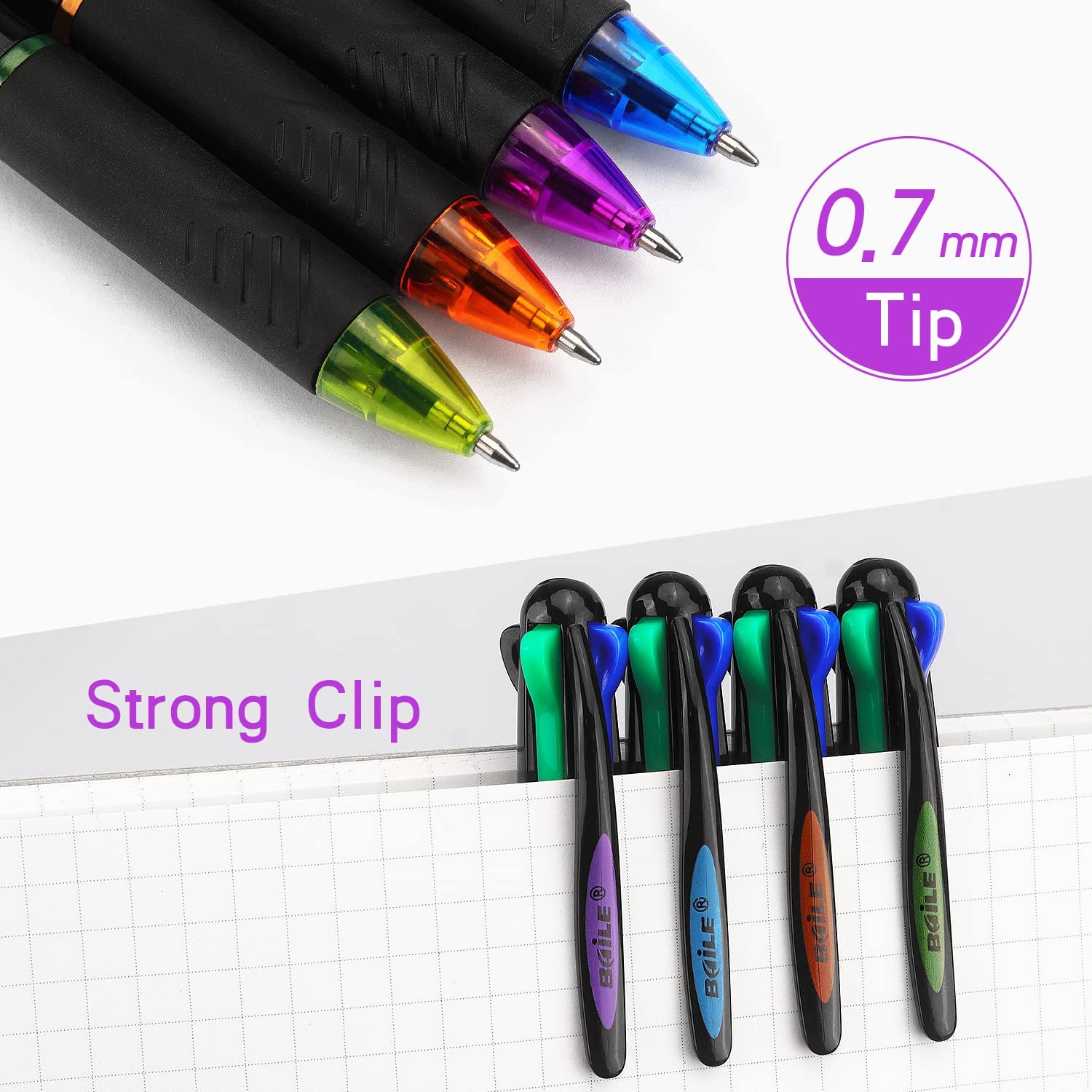 4 Pack Multicolor Ballpoint Pens 4-in-1 0.7mm Colored Retractable Ballpoint Gif