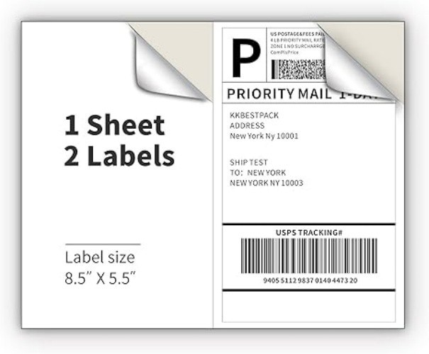 50 8.5×5.5 Shipping Address Labels Half Sheet Self Adhesive for Laser ink
