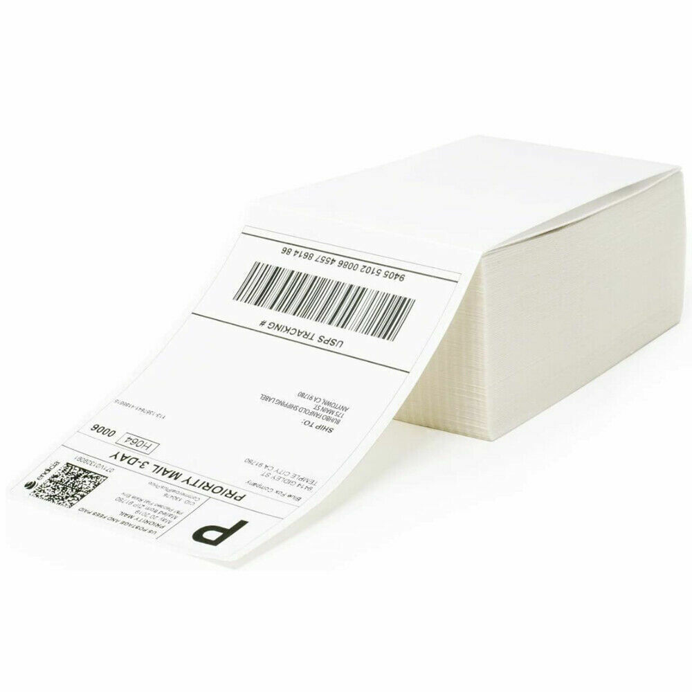 500 4″ x 6″ Fanfold Direct Thermal Shipping Labels for Zebra & Rollo Printers US