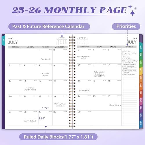 2025 Daily Planner – 8.2″ x 10.9″, Hourly Schedule with Monthly Tabs