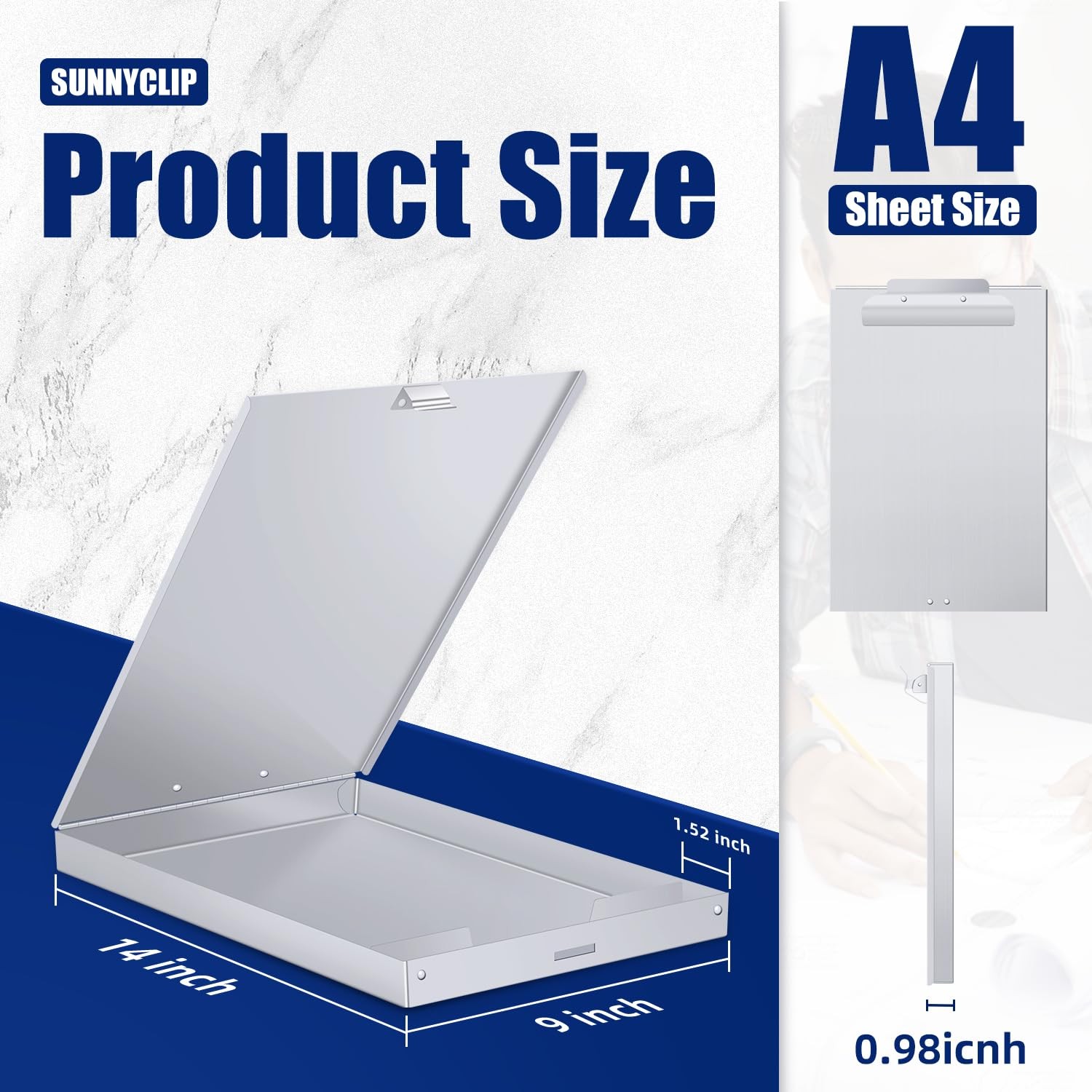 Metal Clipboard with Storage, Letter Size Form Holder Portfolio Aluminum Metal