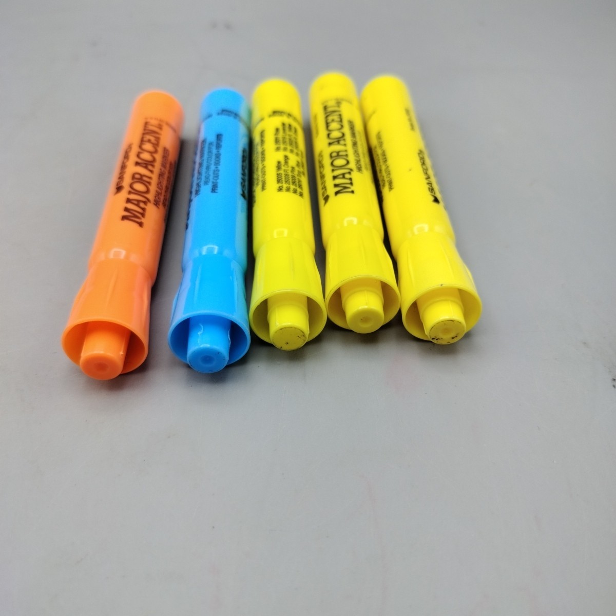Sanford Major Accent Highlighter Markers 5 Pieces Blue Orange Yellow Vintage