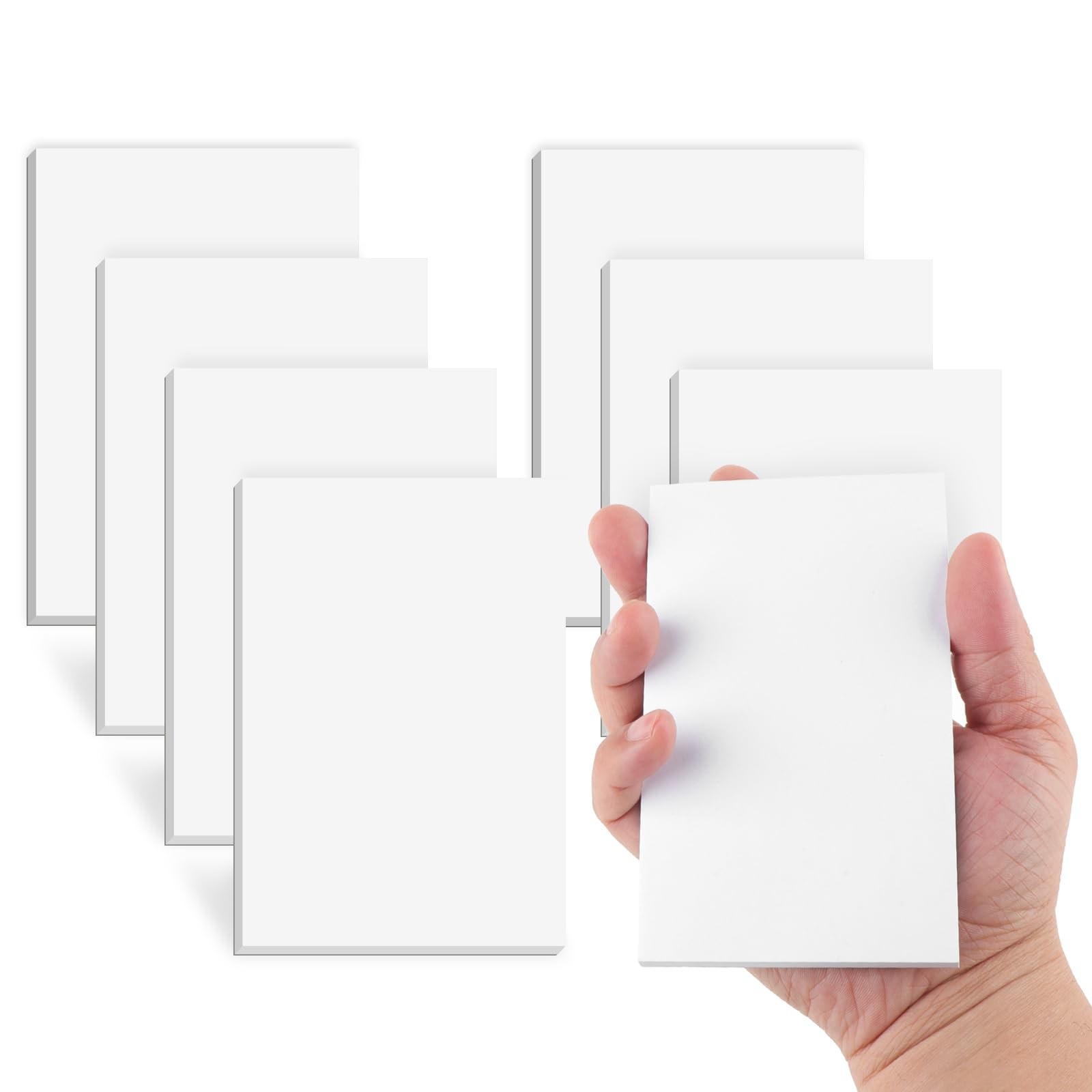 Note Pads 3×5 In, 8 Pack Blank Notepad, White Scratch Pads for Writing, 50 Sh…