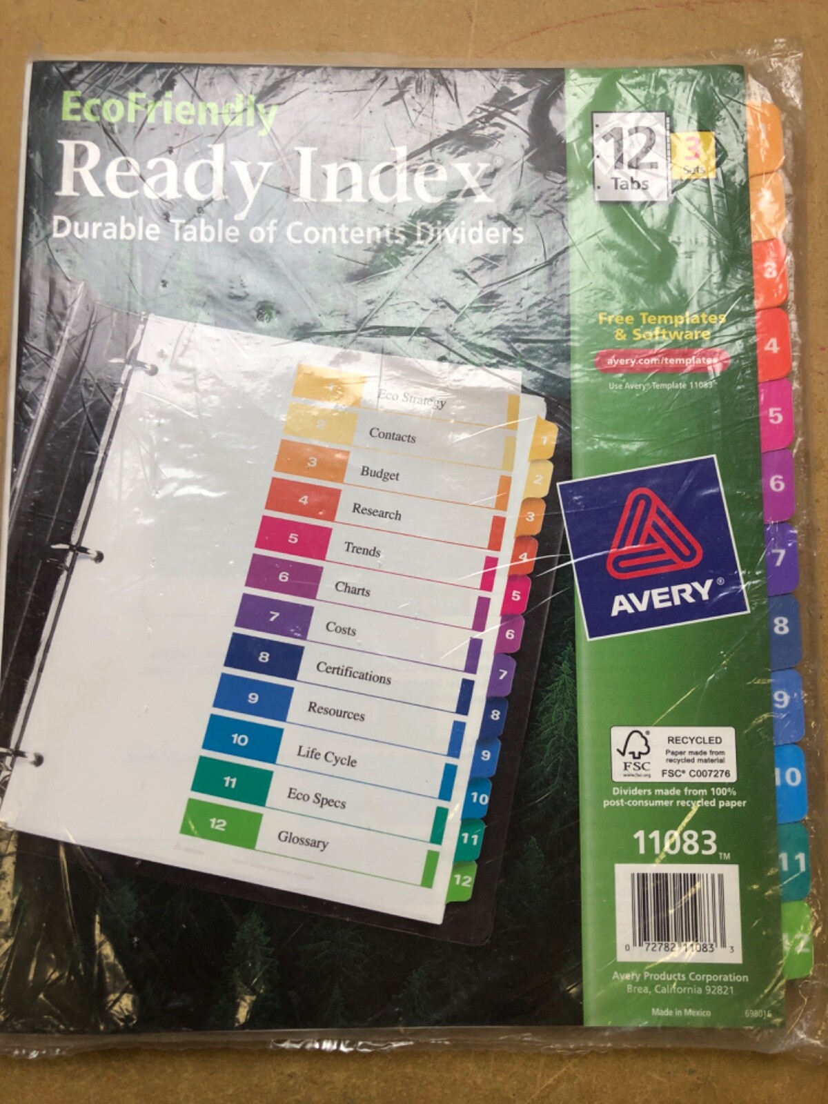 Avery Ready Index Customizable Table of Contents Asst Dividers 12-Tab Ltr 3 Sets