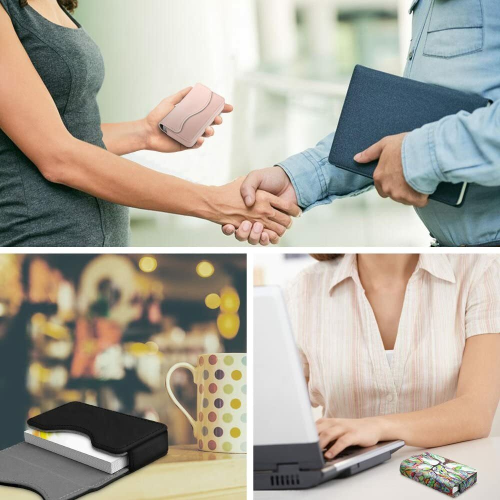 PU Leather Business Card Holder Name Card Bag Wallet Case Organizer -Black