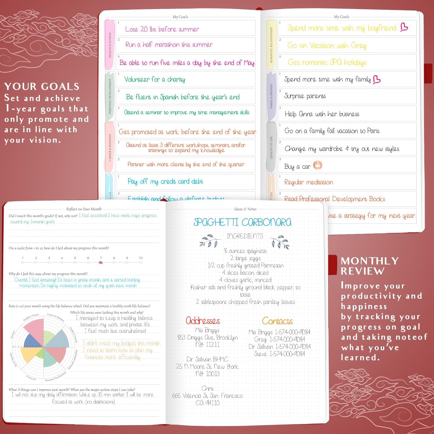 Legend Planner PRO Hourly Schedule Weekly Daily A4 Red