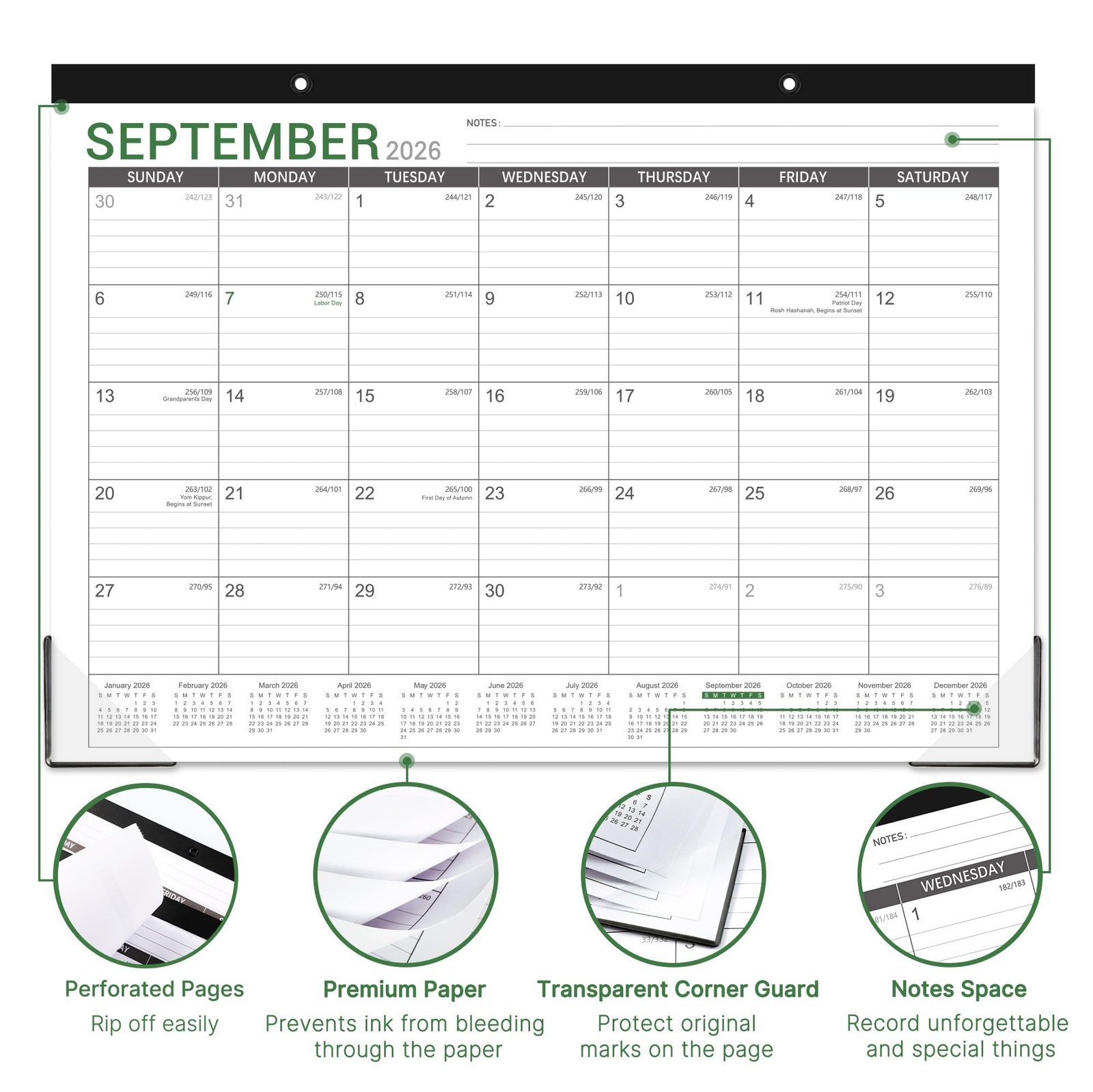 2026-2027 Desk Calendar – 2026-2027, Medium, Black