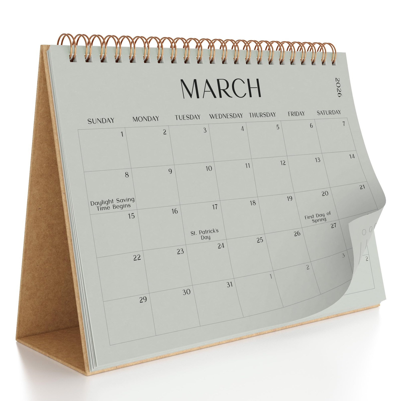 Aesthetic Desk Calendar 2026 – Runs until December 2026 – Earth Tones