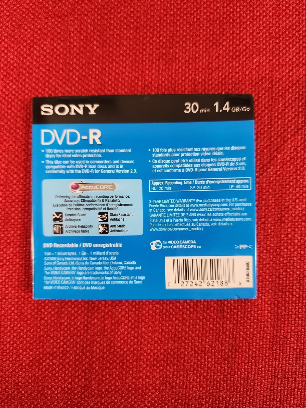 Sony Handycam DVD-R 30 Min 1.4GB New