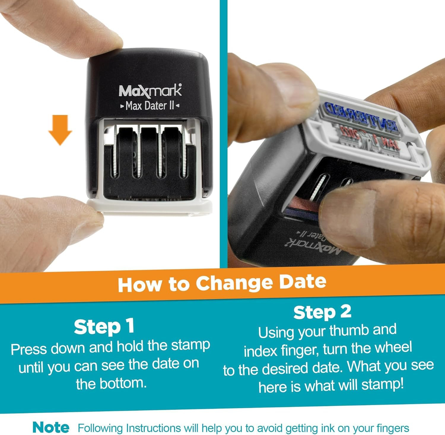 Self-Inking Rubber Date Office Stamp with Paid Phrase & Date – RED Ink (Max Date