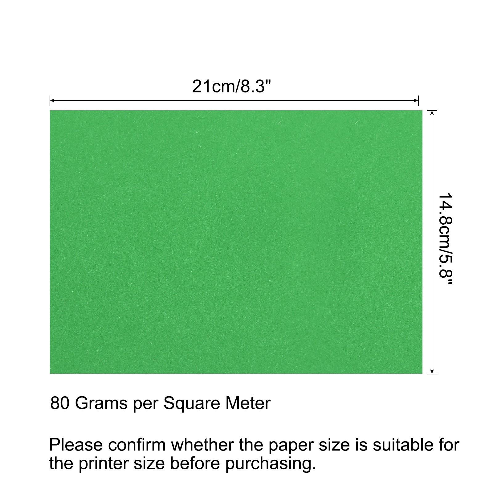 Colored Copy Paper 8.3×5.8 Inch 80gsm Dark Green 50 Sheets