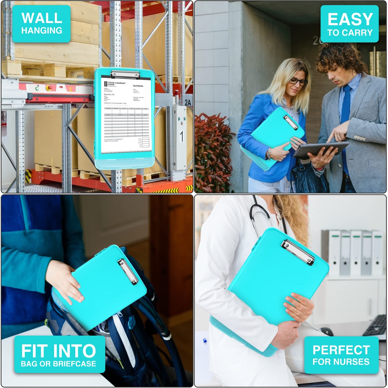 Clipboard 8.5×11 Mint Green Heavy Duty with Storage