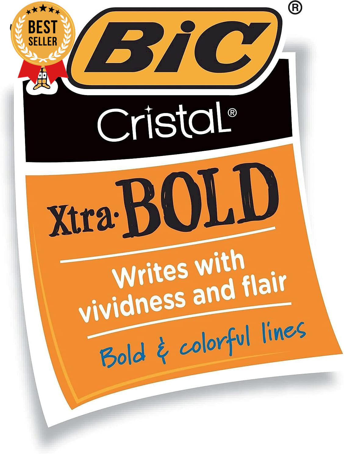 24 Pack Cristal Xtra Bold Ballpoint Pens 1.6mm Blue Ink Smooth Writing Office