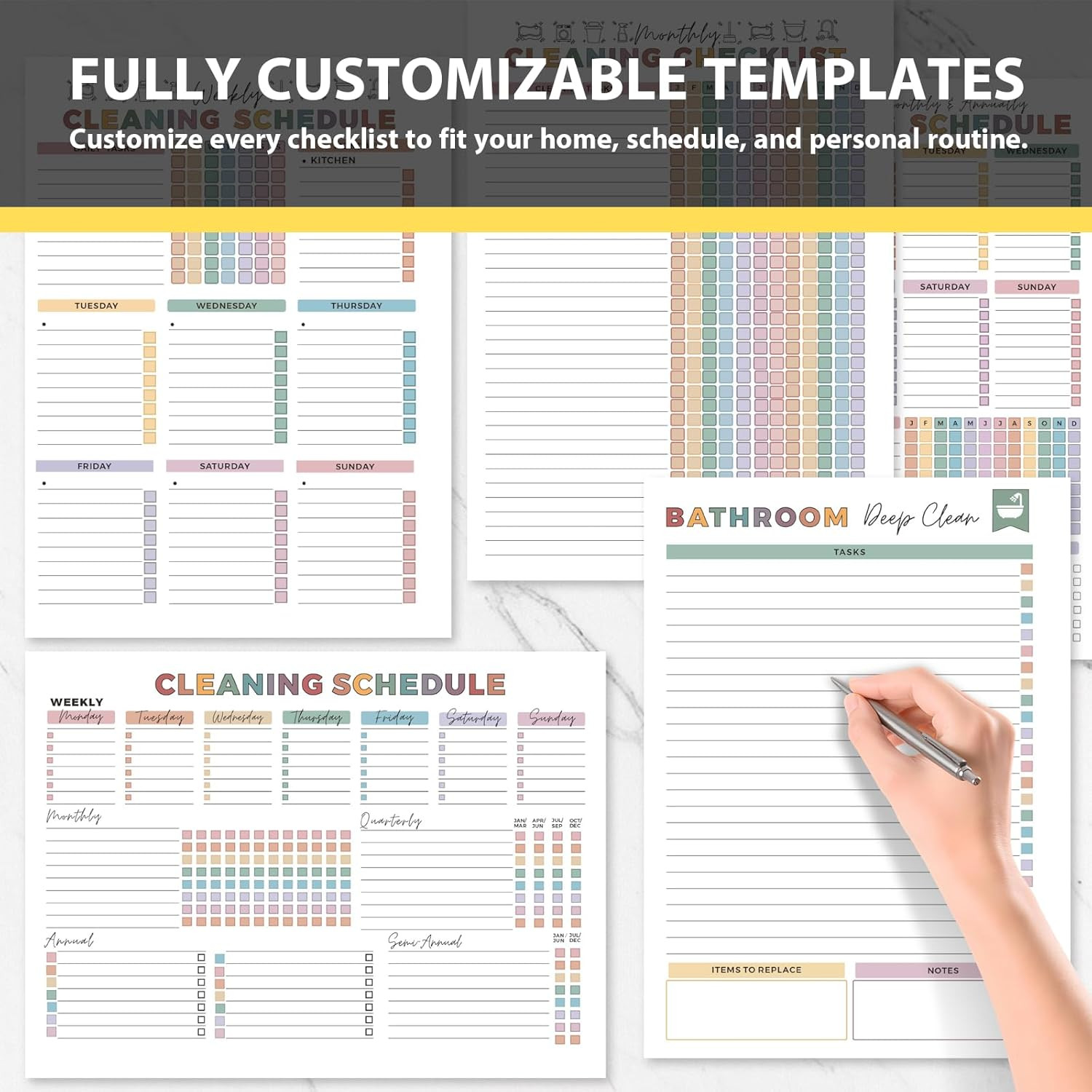 ADHD Cleaning Planner, Weekly and Monthly Organizing Planner with Cleaning Sched