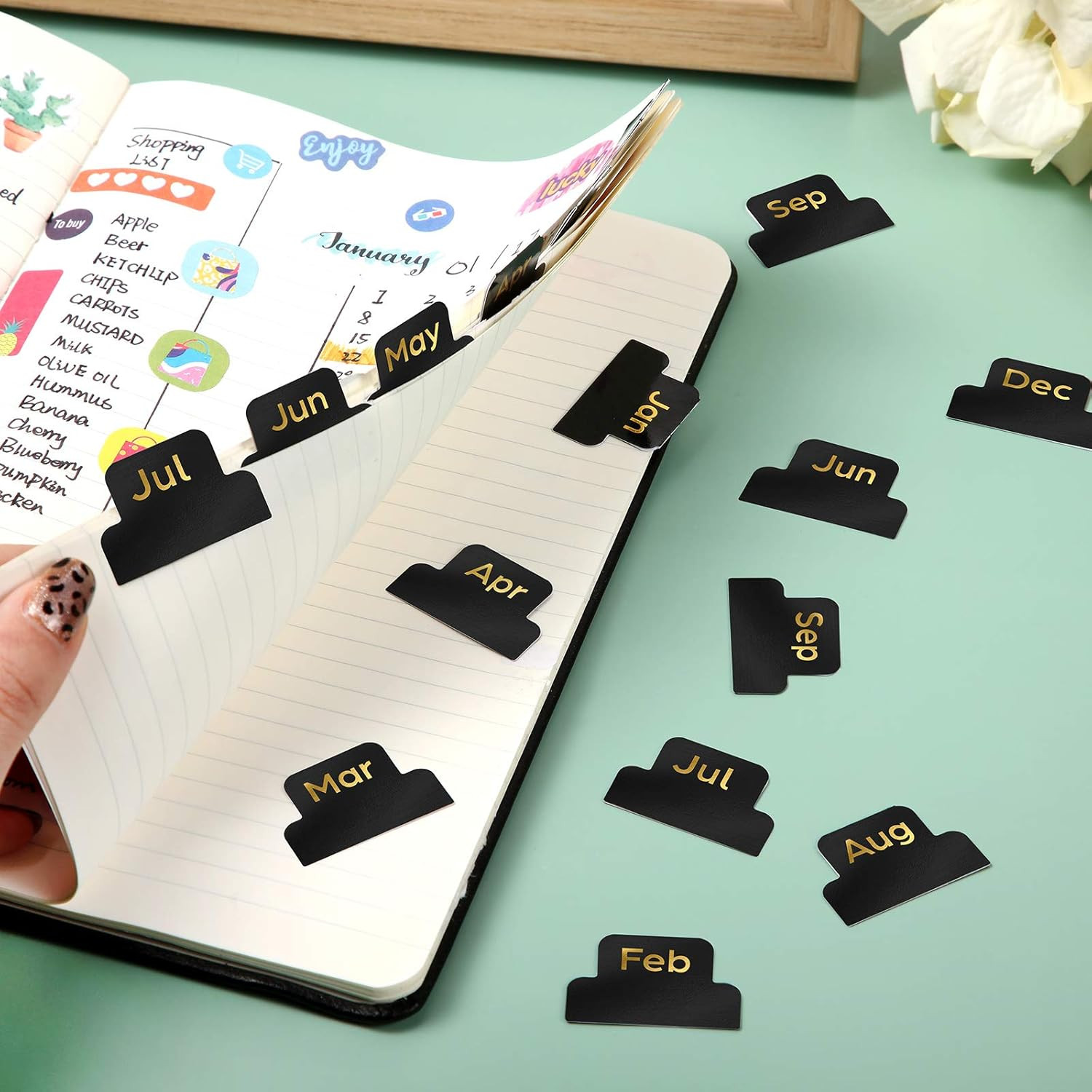 72 Pieces Adhesive Monthly Planner Tabs Monthly Index Stickers Decorative Lab…