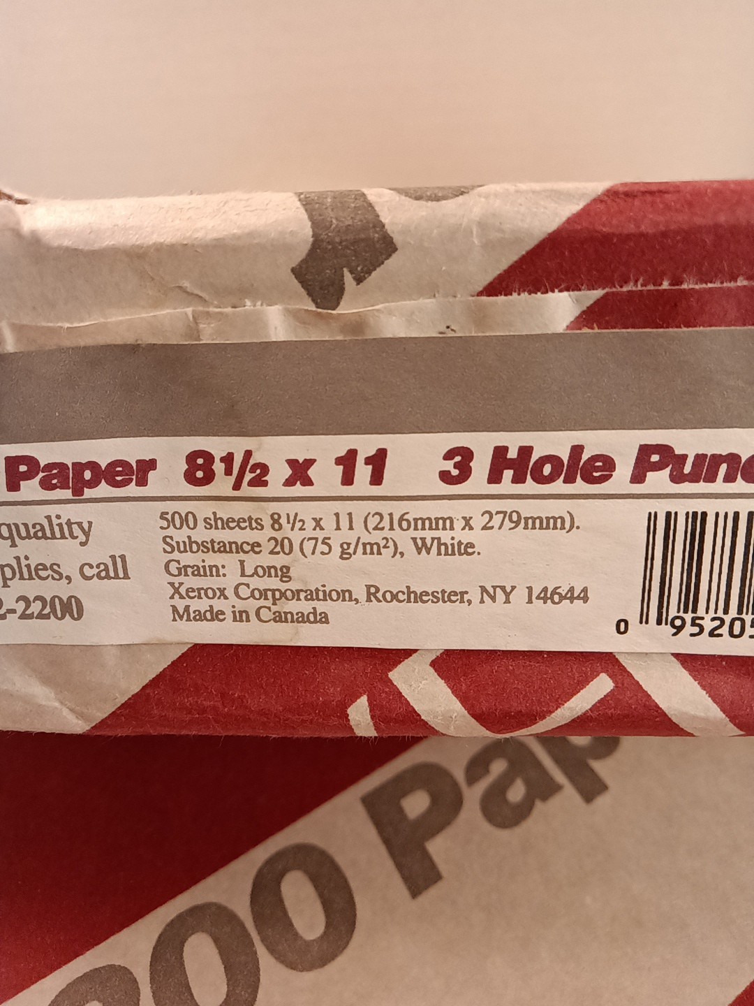 2 Reams Xerox 4200 20 Lb. White Paper 8.5 X 11 3 Hole Punch Multi Purpose 3R2641