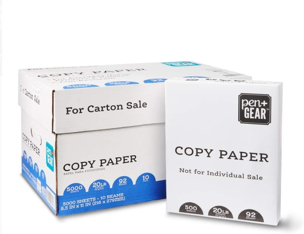 Pen+Gear Printer Copy Paper 8.5 x 11 White 10 Ream 5000 sheets 92 bright 20 lb