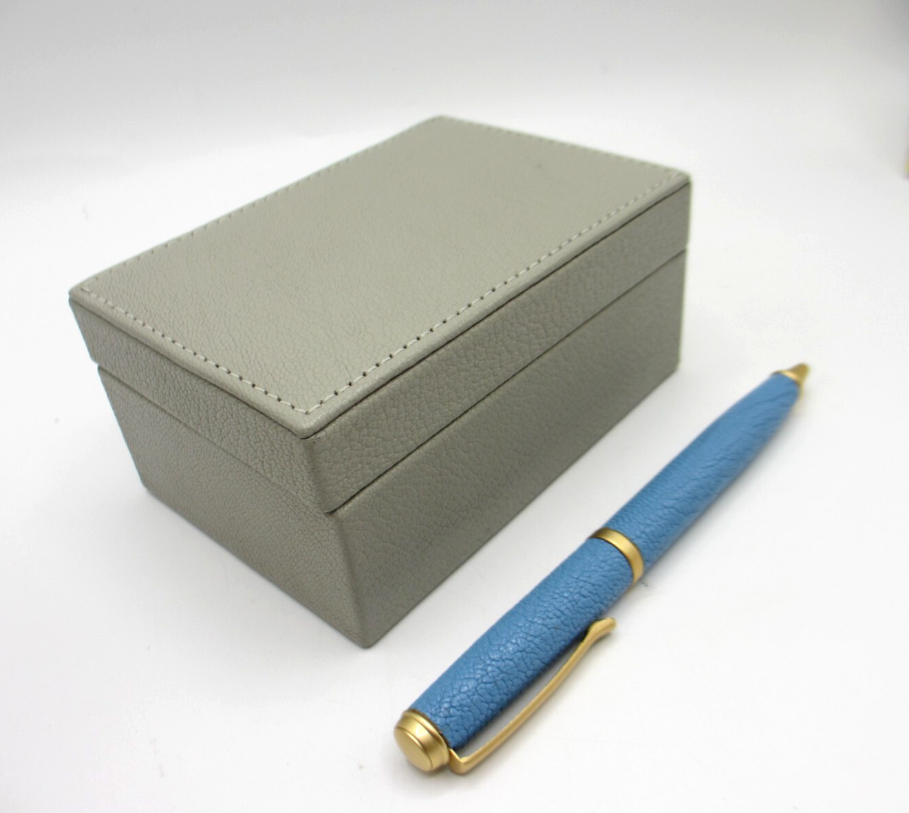 Leather Box Small Graphic Image New Gray