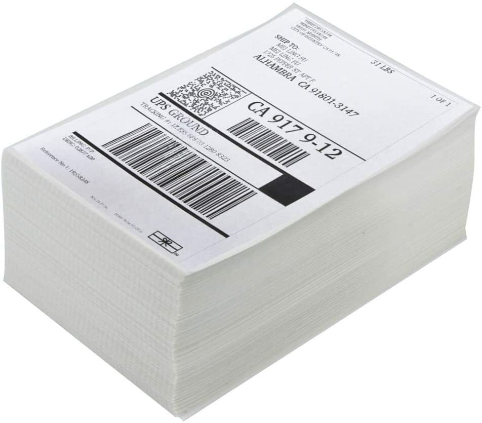 1000 4×6 Fanfold Direct Thermal Shipping Labels for Zebra and Rollo Printers