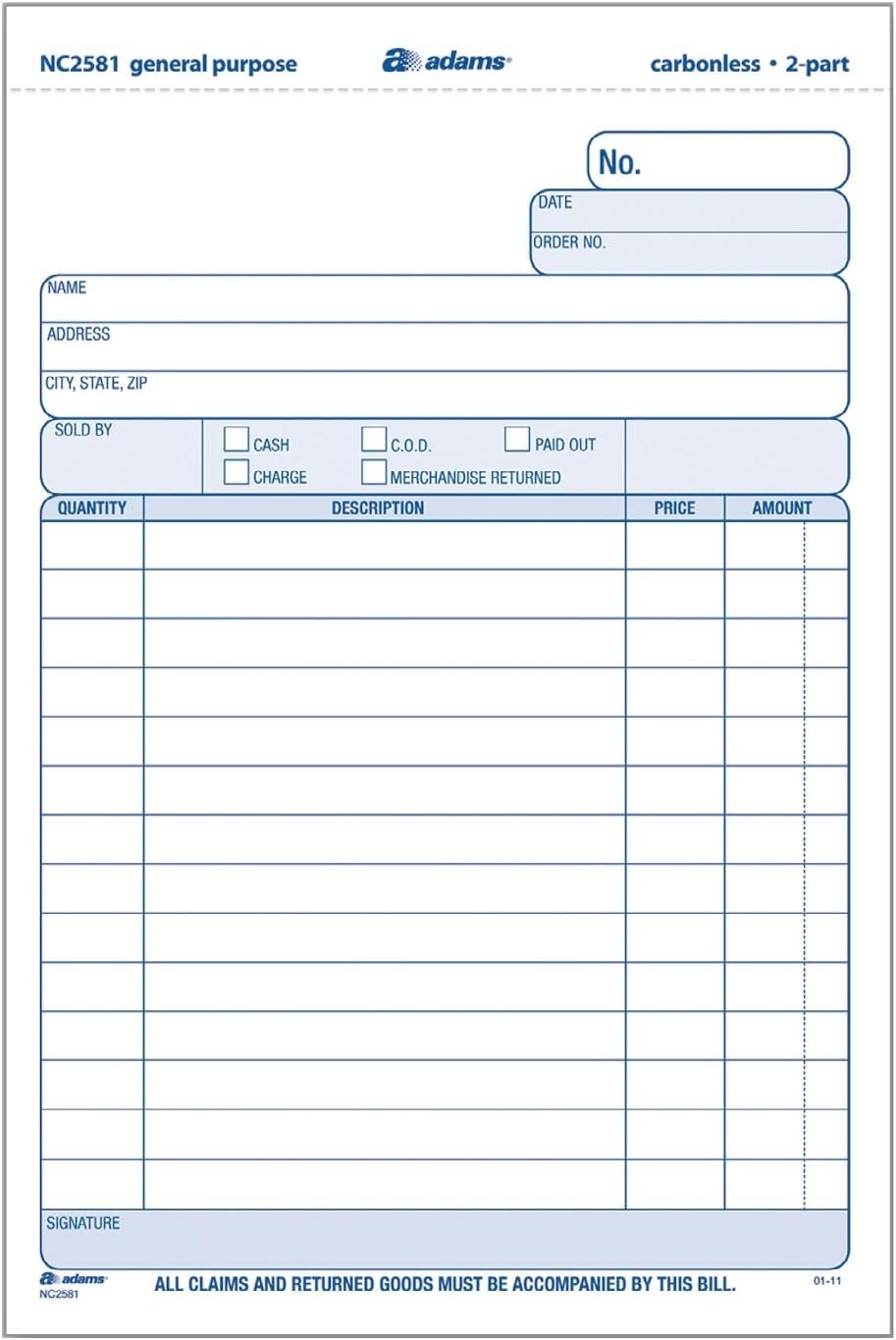 2-Part Carbonless Business Form Sets 5.67×8.5 White/Canary 100 Sets USA Made