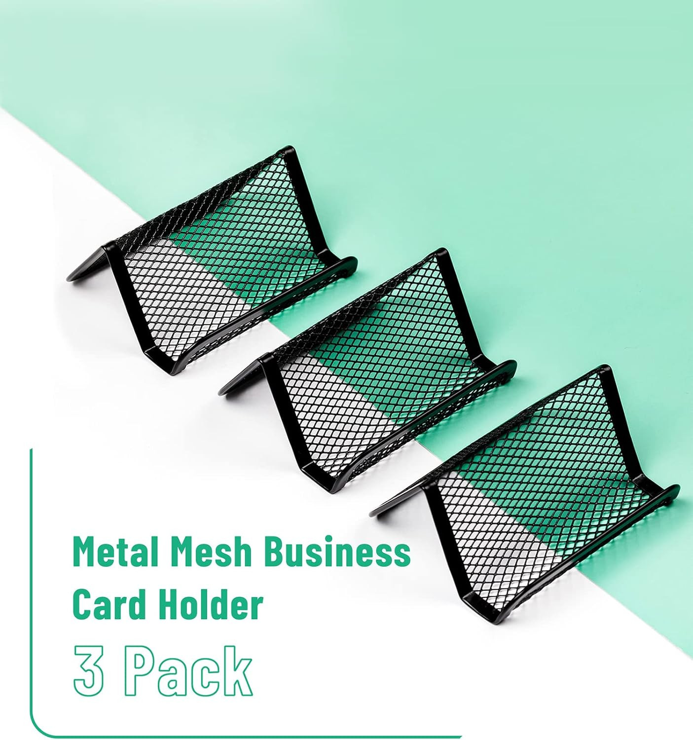 3pc Metal Mesh, Card Holder for Desk Business Cards, Desk Card Holder for Office