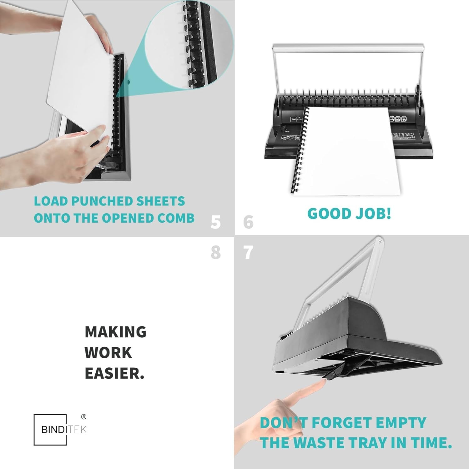 Easy-to-Use Comb Binder with 30 Combs for Letter Size Documents – 145 Sheets