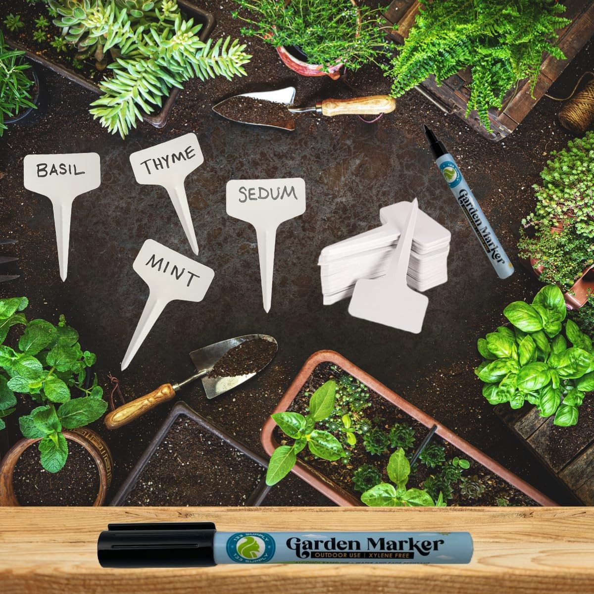 133 SUPPLY – 2 Pack Garden 2 Marker Pens (No Plant Tags), Black