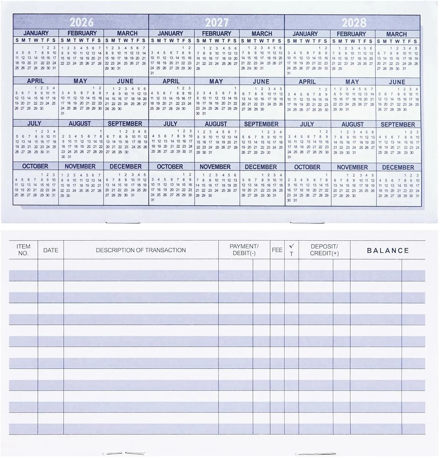20 Pack Checkbook Register, Check Registers for Personal, Blank Ledger Transacti