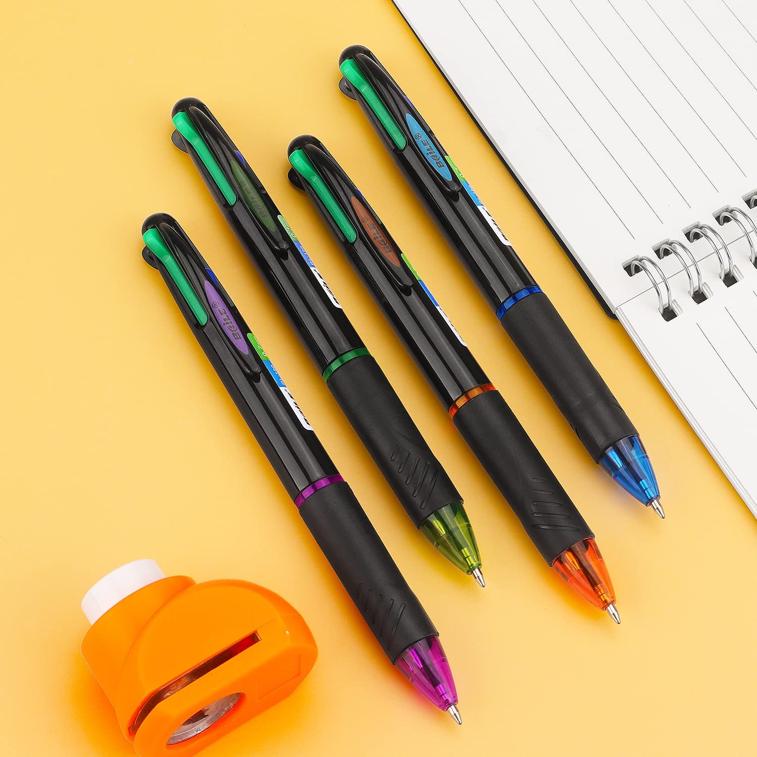 4 Pack Multicolor Ballpoint Pens 4-in-1 0.7mm Colored Retractable Ballpoint Gif