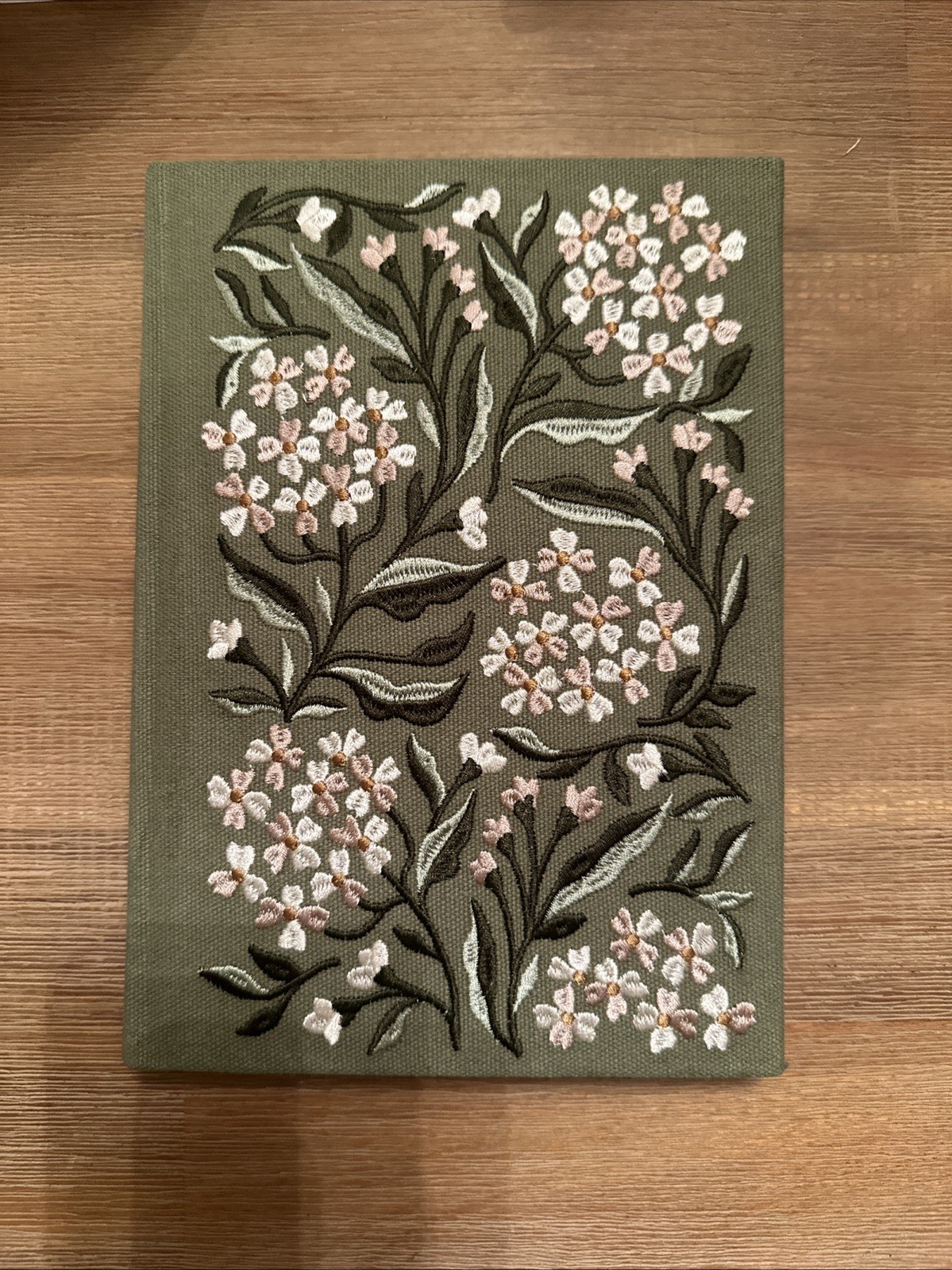 Lady Jayne 8.5 x 6 Embroidered Fabric Hardcover Journal Floral Vines Green