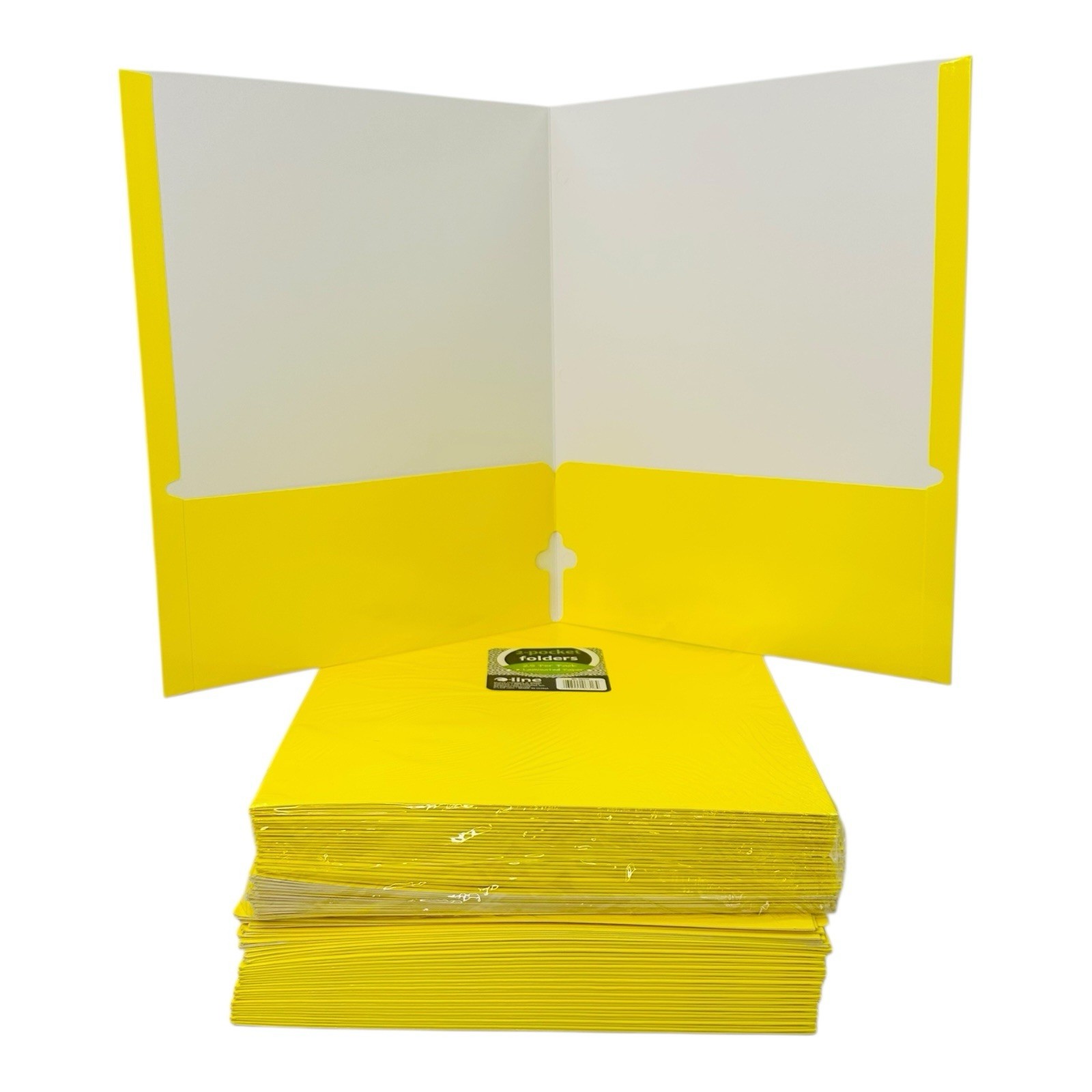 48 Folders C-Line Yellow 2 Pocket Folders Laminated Paper Letter Size 3 Hole