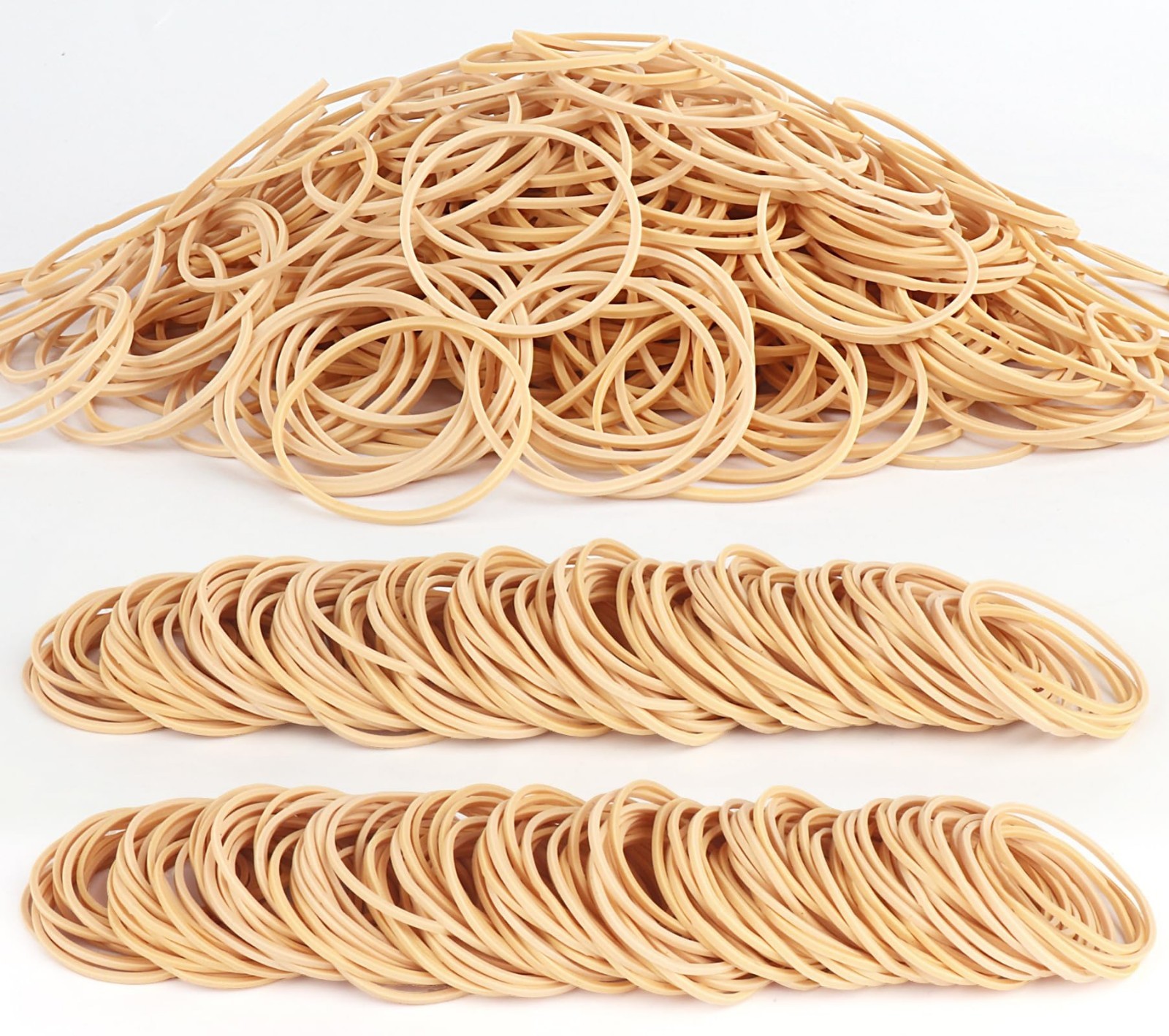 1100Pcs Size #16 Light Brown Rubber Bands – Thin Elastic Bands for Office & Home