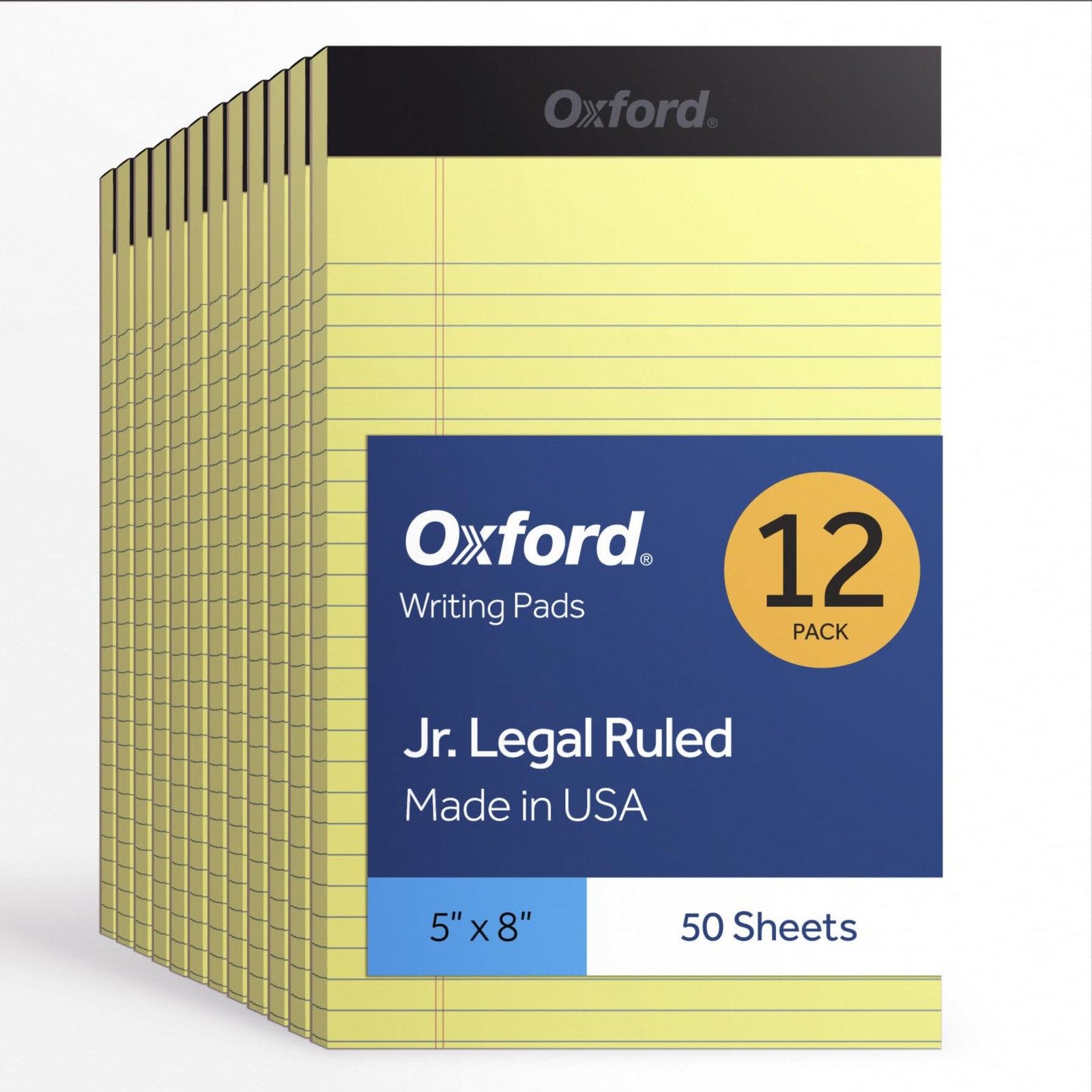 Oxford Premium Legal Pads, 12 Pack, Note 50 Jr. 5 x 8, yellow