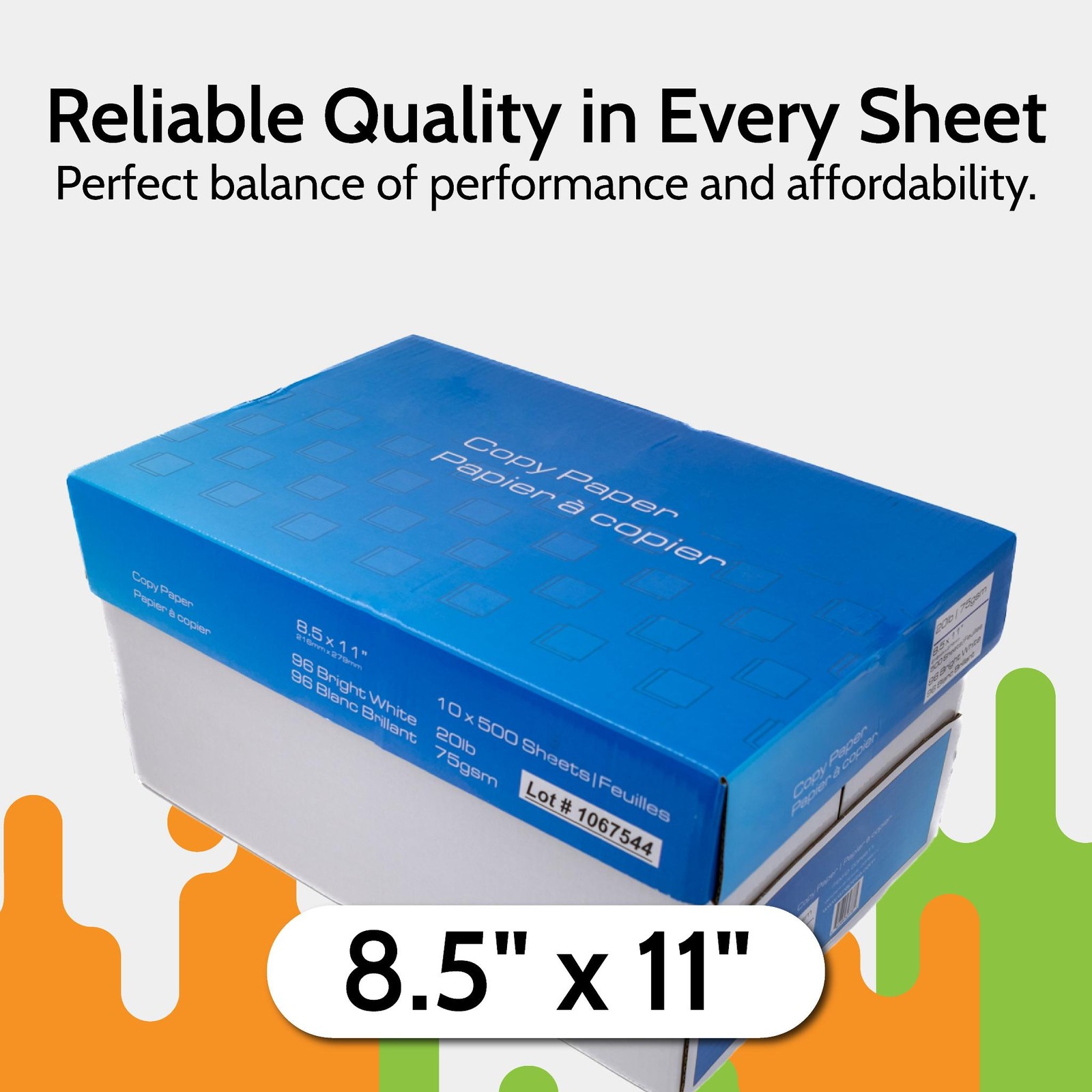 8.5″ x 11″ White Printer Paper 40 lb 20 Reams 10000 Sheets 96 Brightness Matte
