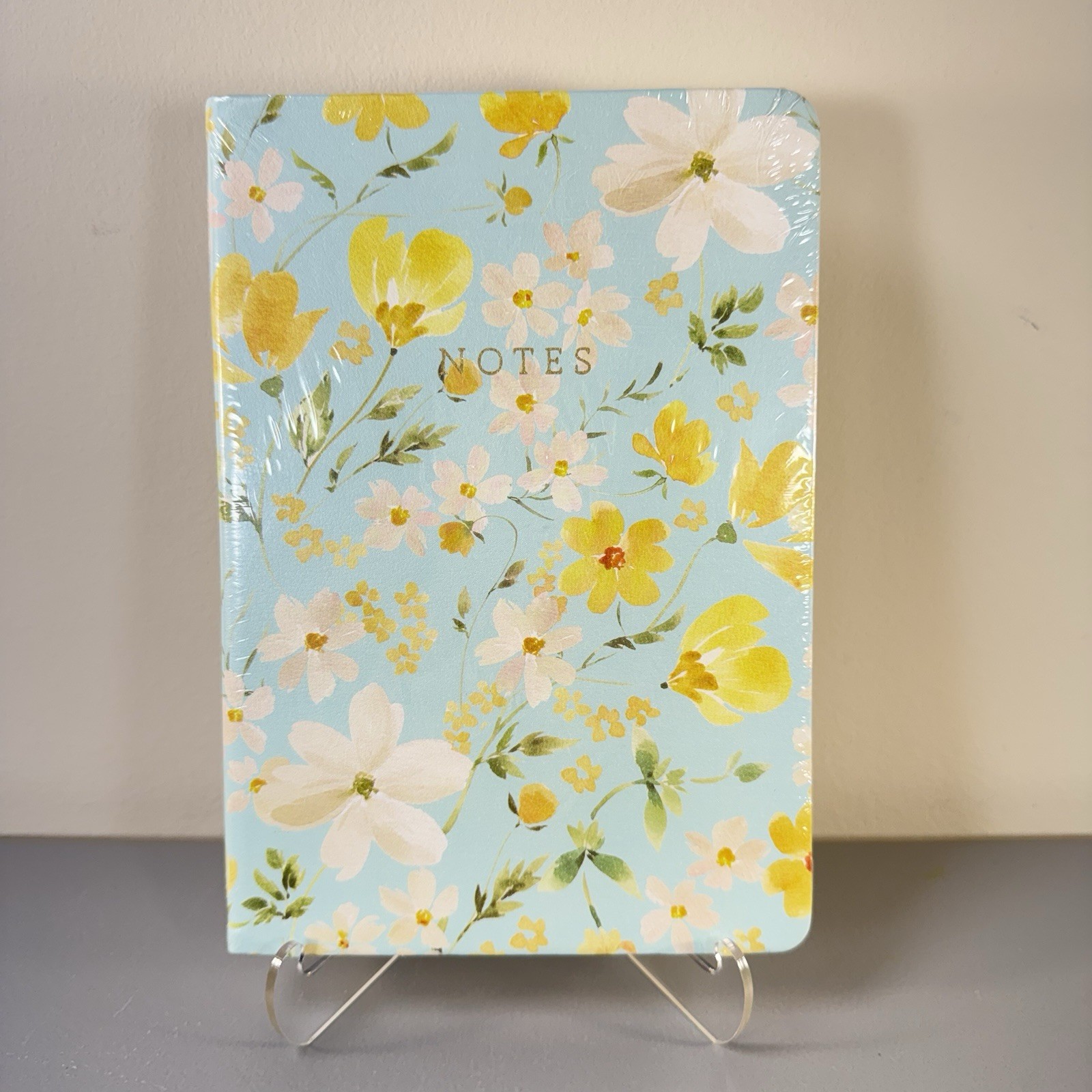 Èccolo Floral Lined Journal Notebook Blue Yellow Flowers Notes Diary