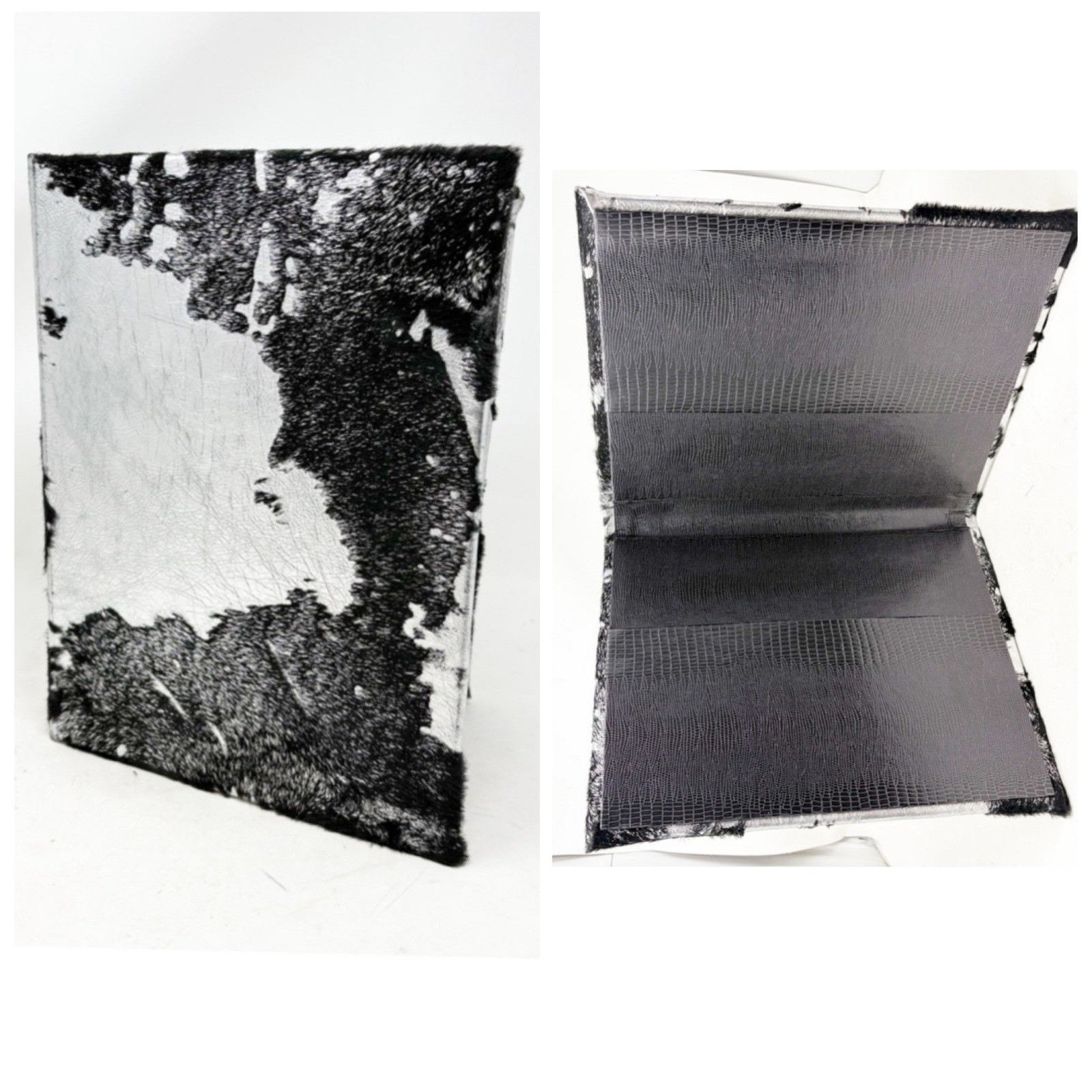 Silver Metallic Cowhide Pony Hair Notebook Western Glam Binder Sleeve 11.5 in