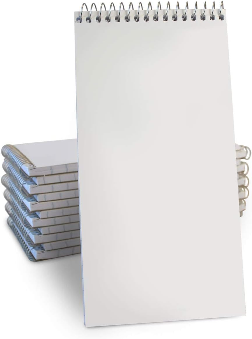 Portage Reporters Notebook – Top Bound Spiral Notepad, Blank Cover Steno Note