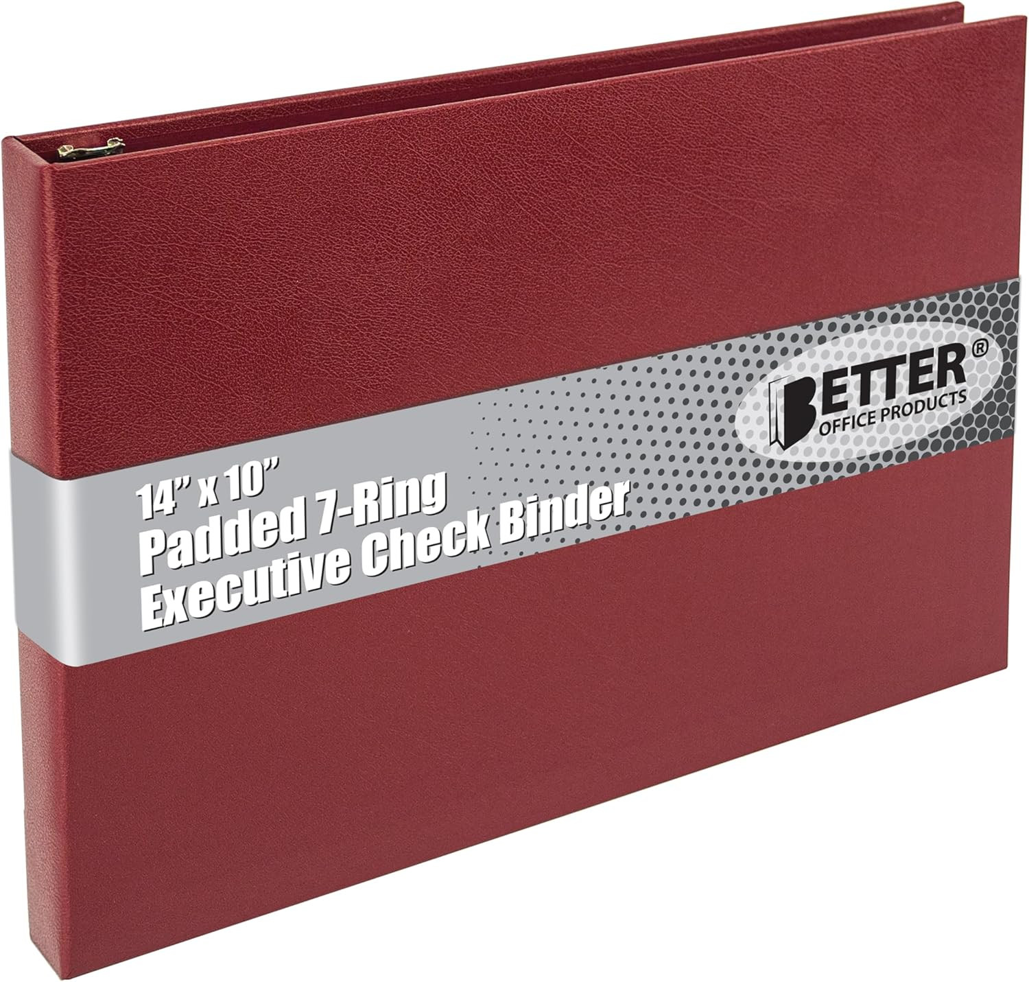 Better Office Products 7 Ring Executive Check Binder with Zipper Pouch, Padded B