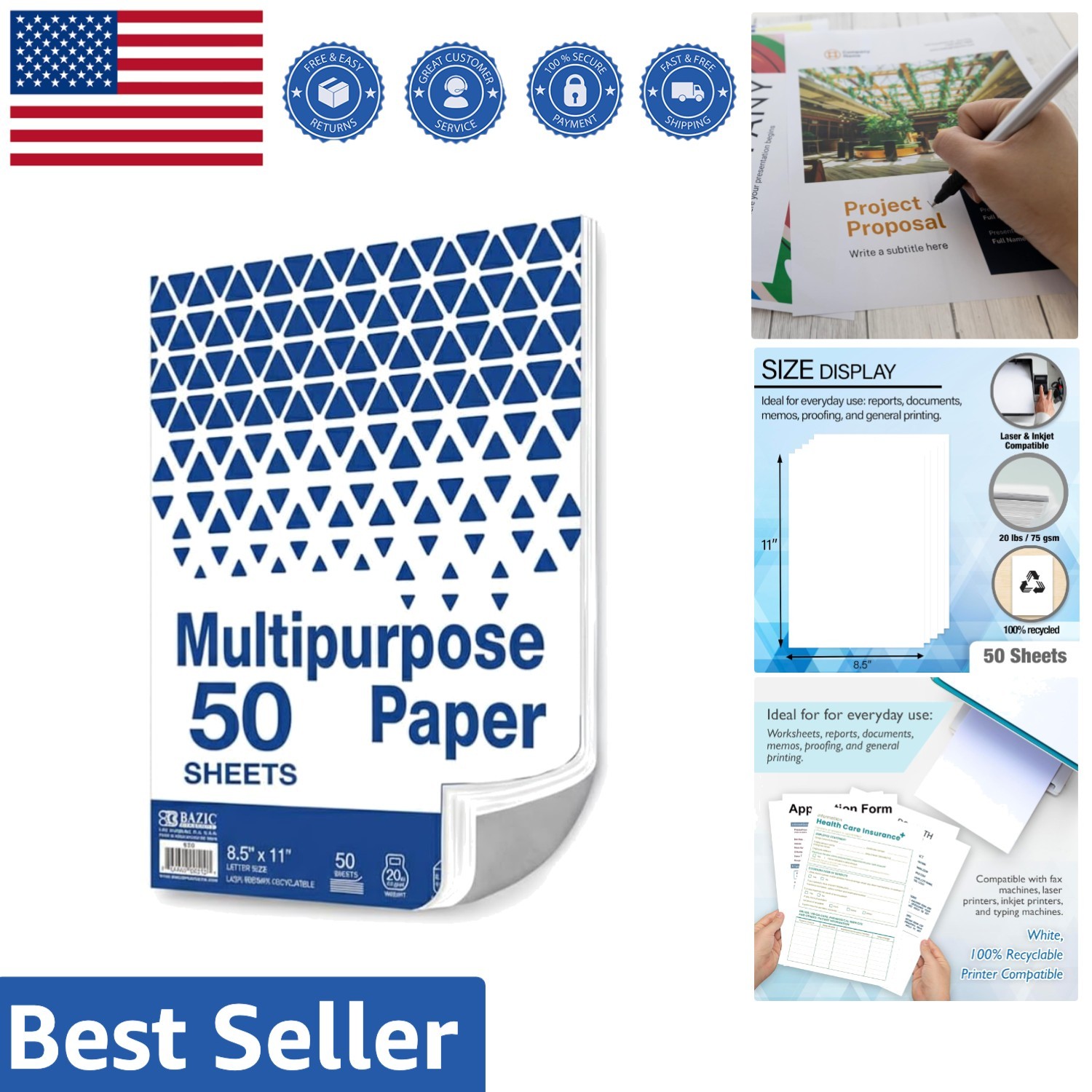 Smooth Matte Multipurpose Paper – 50 Sheet Pack, Ideal for School & Office