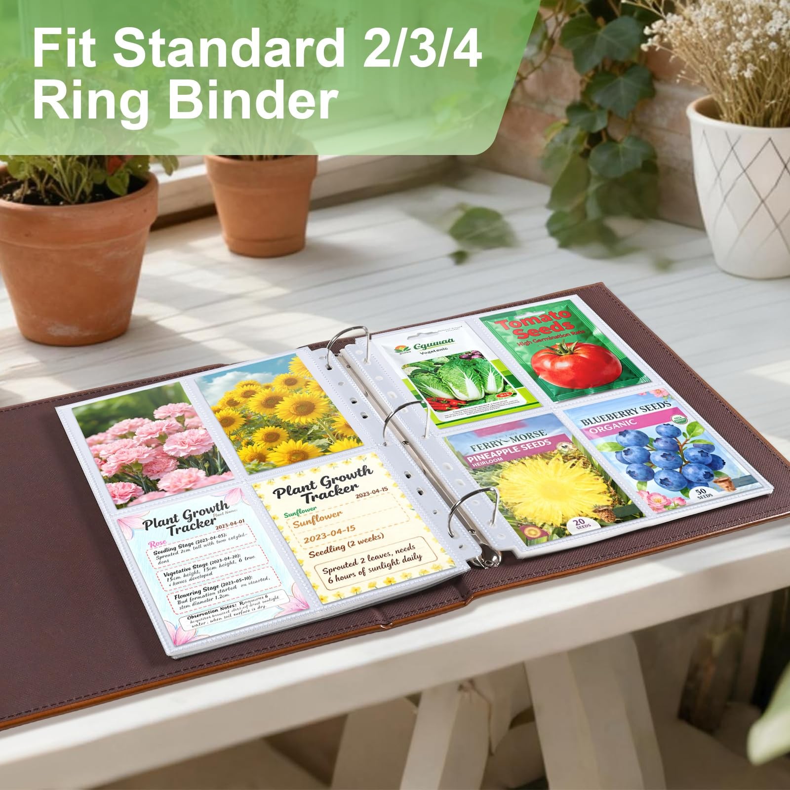 Double Sided Seed Storage, 240 Pockets, 8.5×11” Organizer Sheets, Multicolor