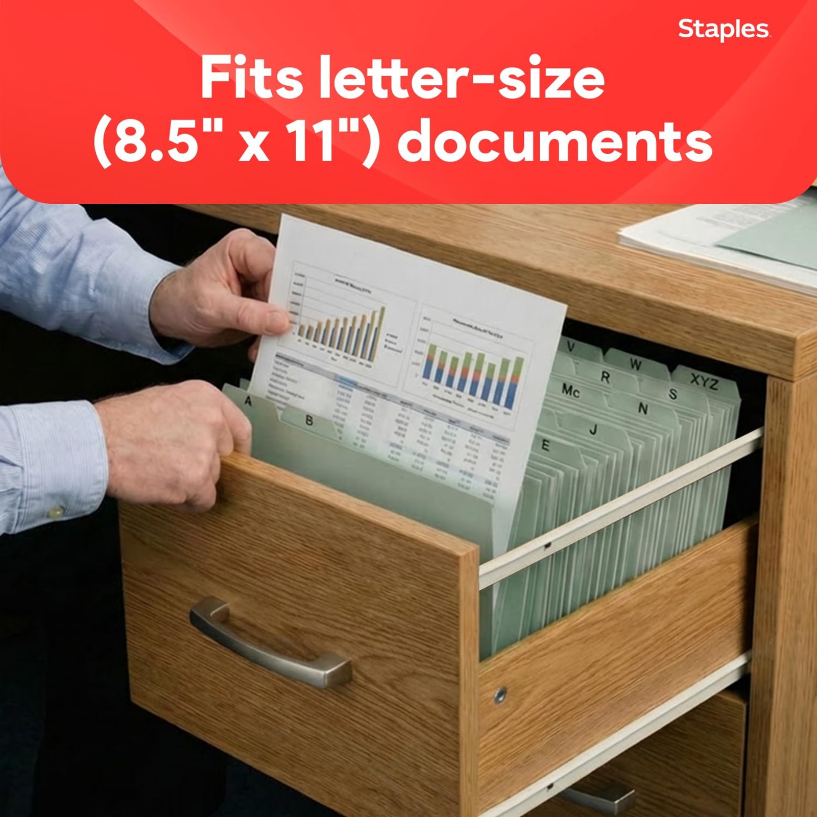 Staples A–Z Index File Guides, Letter Size, Light Green, Durable Alphabetical Fi