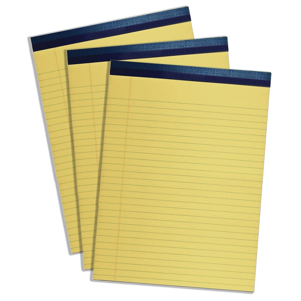 Top Flight Legal Pad, 8.5 x 11.75 Inches, 0.375 Inch Rule, Canary, 50 Sheets per