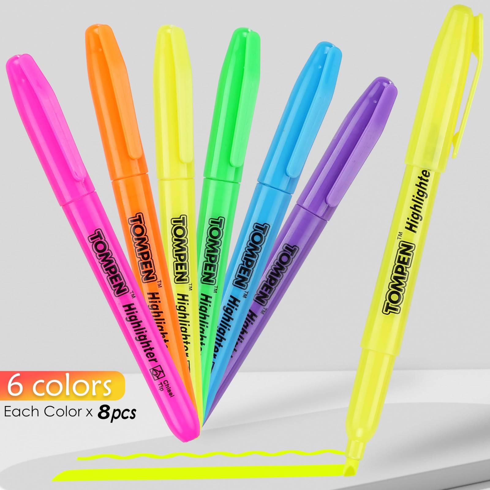 Highlighters Bulk 48 Pack–6 Assorted Colors No Bleed Chisel Tip High Lighter …